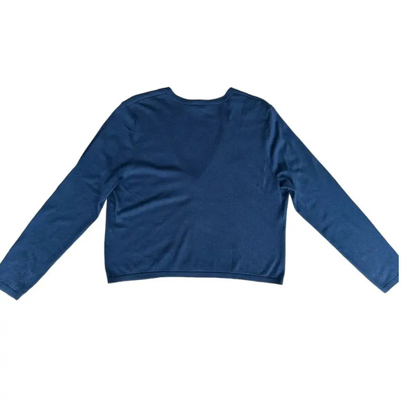 J.Jill Silk Cotton Cashmere V-neck Cardigan Size L Blue Super Soft Lightweight - Picture 5 of 7